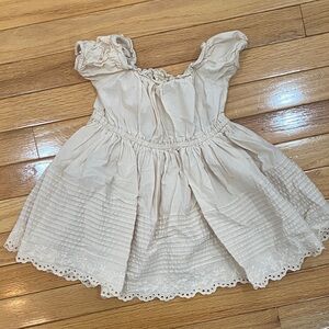 Adorable Noralee Cream Kids Dress with Ruffled Sleeves